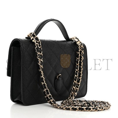 CHANEL CAVIAR QUILTED TRENDY HANDLE CLUTCH WITH CHAIN BLACK (18*14*4cm)